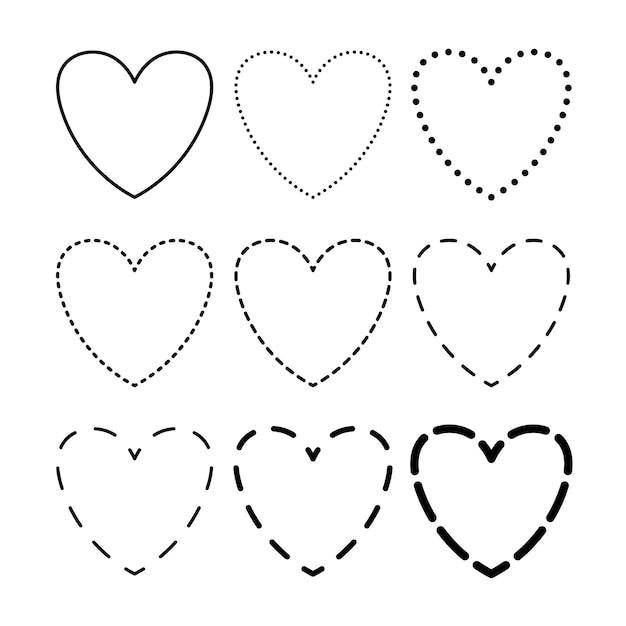 Free Vector hearts dashed line style set