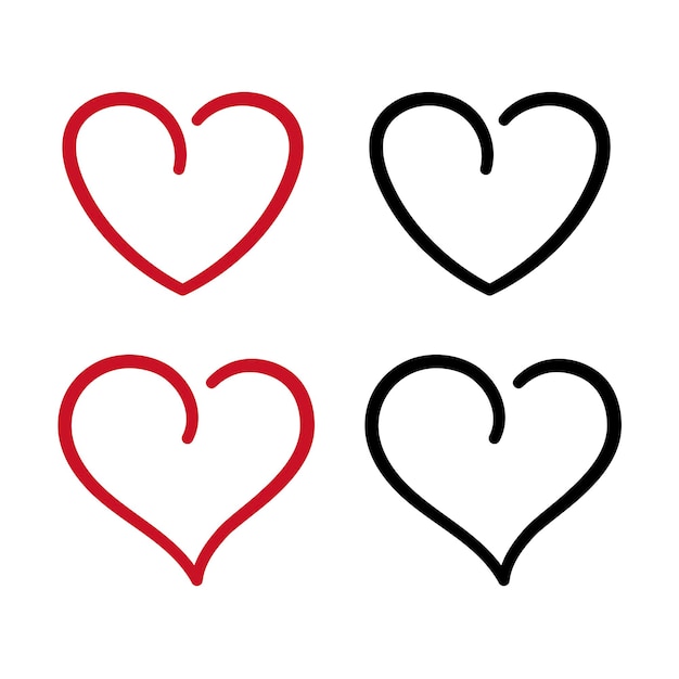 Free vector hearts doodle shape set