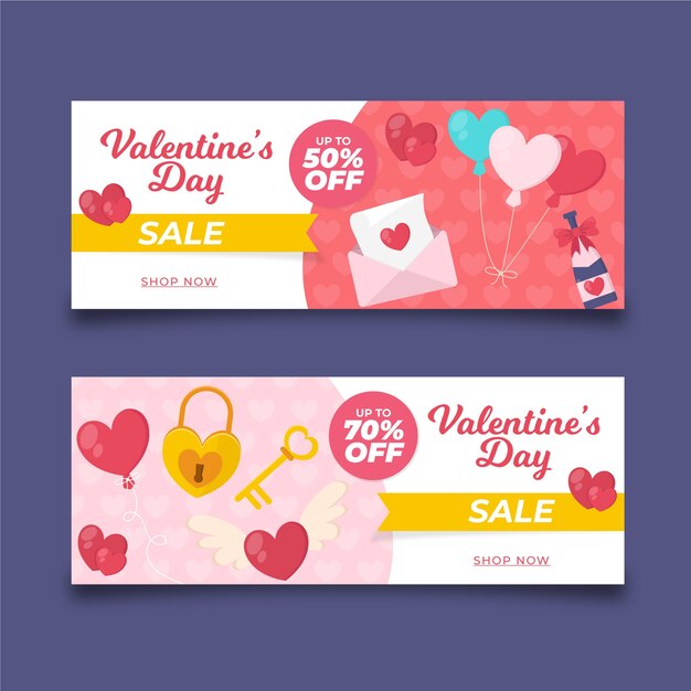 Hearts in envelope valentine's day sale banners