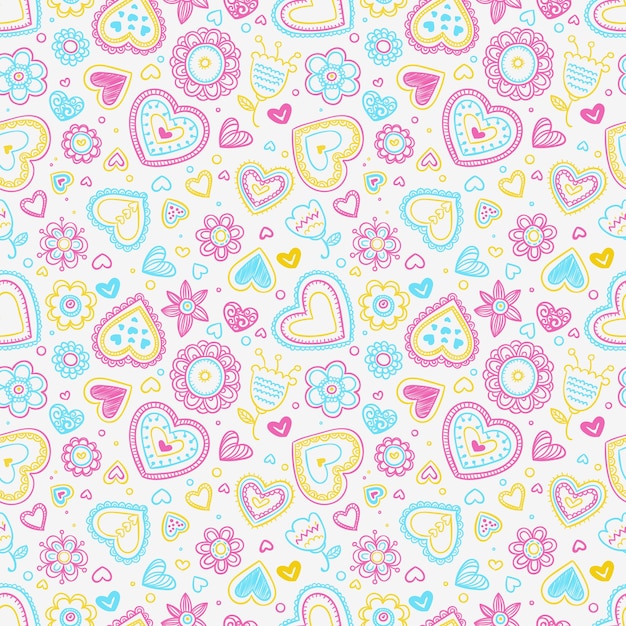 Hearts and flowers pattern