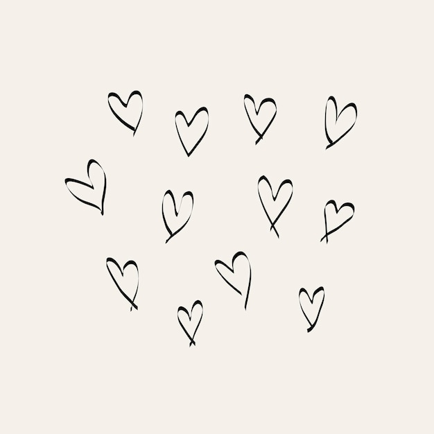 Free Vector hearts ink doodle element, simple hand drawn vector illustration