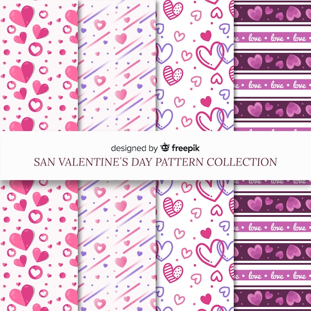 Free Vector hearts and lines valentine pattern pack