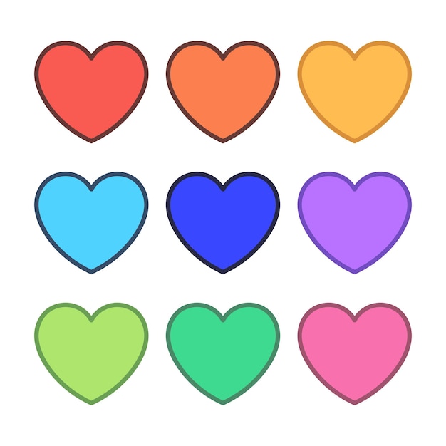 Free Vector hearts set multiple colours