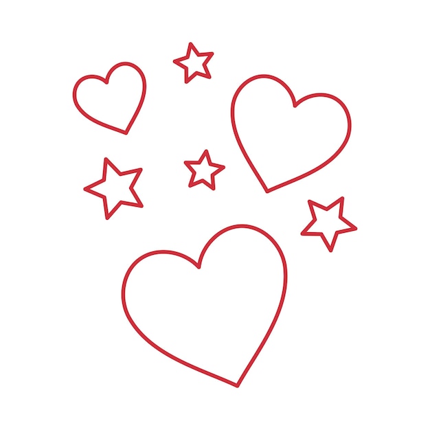 Free vector hearts and stars floating outline