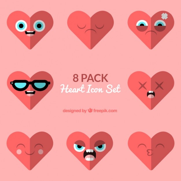 Free Vector hearts with funny faces