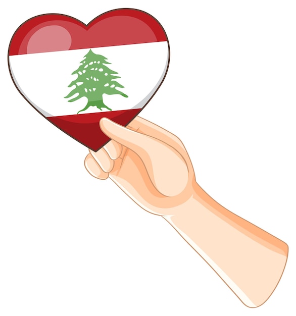 Free Vector heartshaped lebanese flag in hand