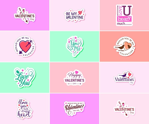 Free Vector heartwarming valentine's day typography and graphics stickers