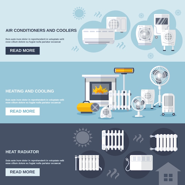 Free Vector heating and cooling banner