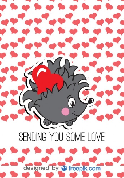 Free Vector hedgehog in love card