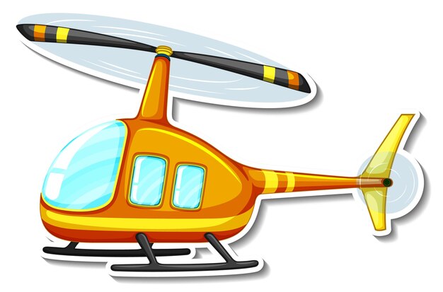 Helicopter cartoon sticker on white background