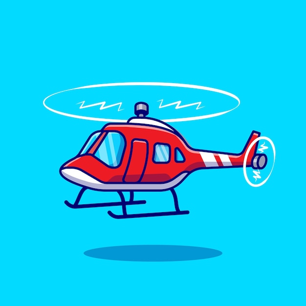 Free Vector helicopter cartoon vector icon illustration air transportation icon concept isolated vector. flat cartoon style