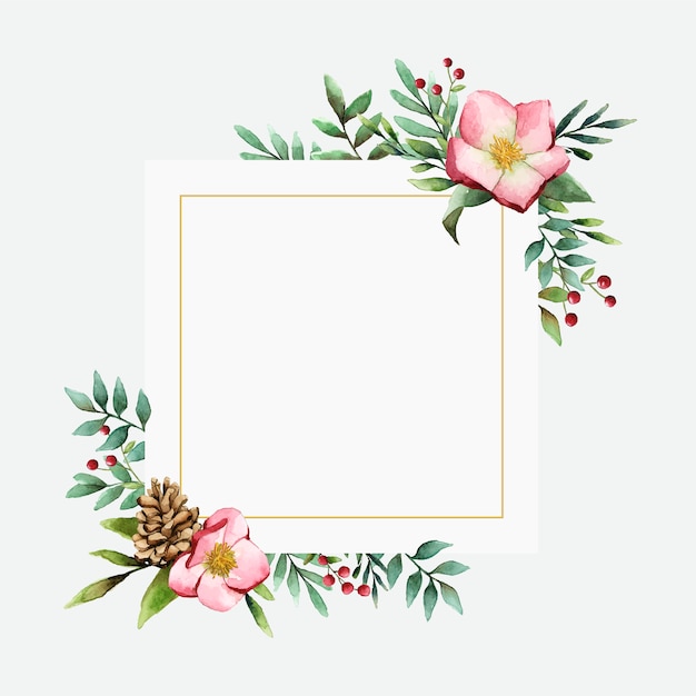 Free Vector hellebore flower frame painted by watercolor vector