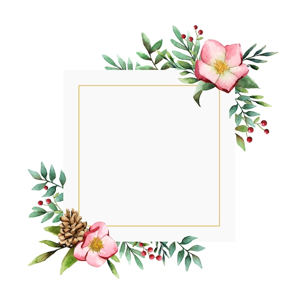 Free Vector hellebore flower frame painted by watercolor vector