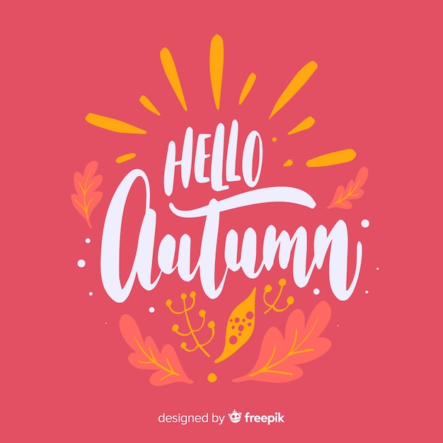 Free Vector hello autumn background calligraphic style