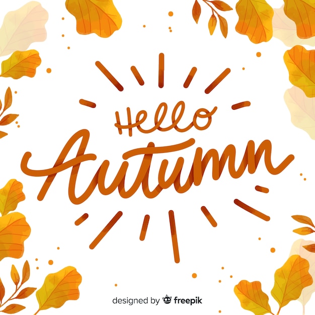 Hello autumn background calligraphic style