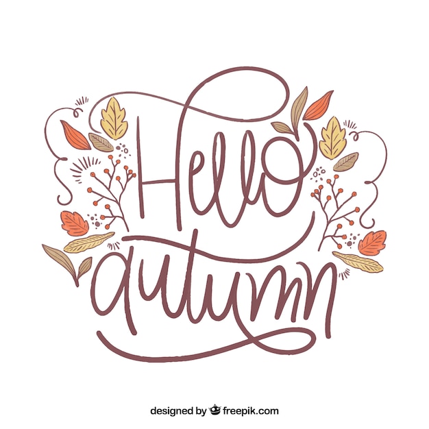 Hello autumn background with lettering