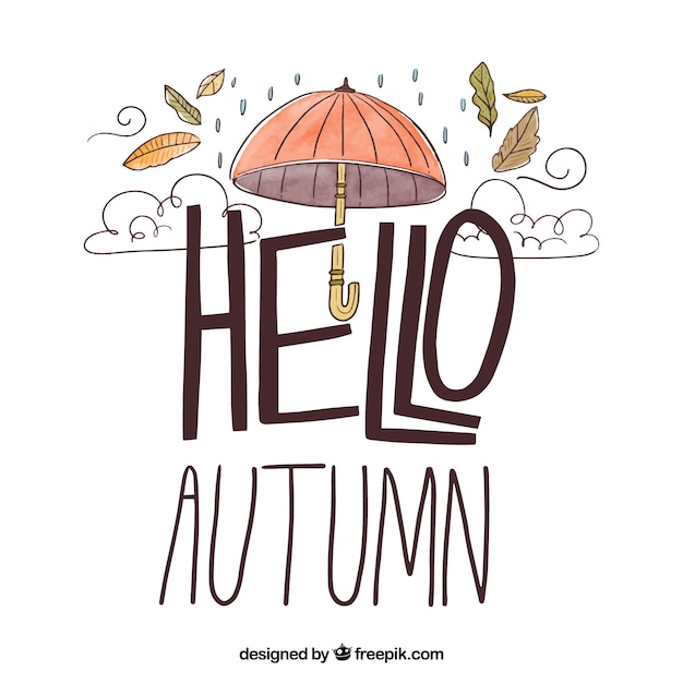 Free Vector hello autumn background with lettering