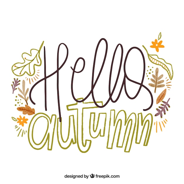 Hello autumn background with lettering