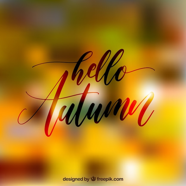 Free Vector hello autumn lettering background