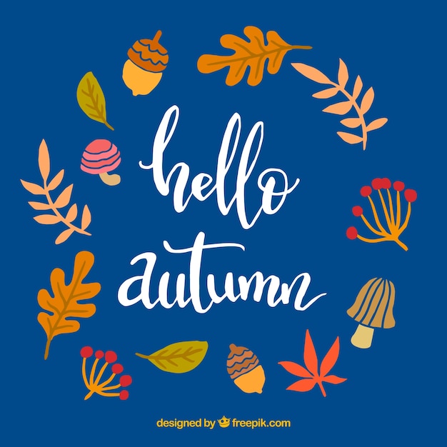 Hello autumn lettering background 