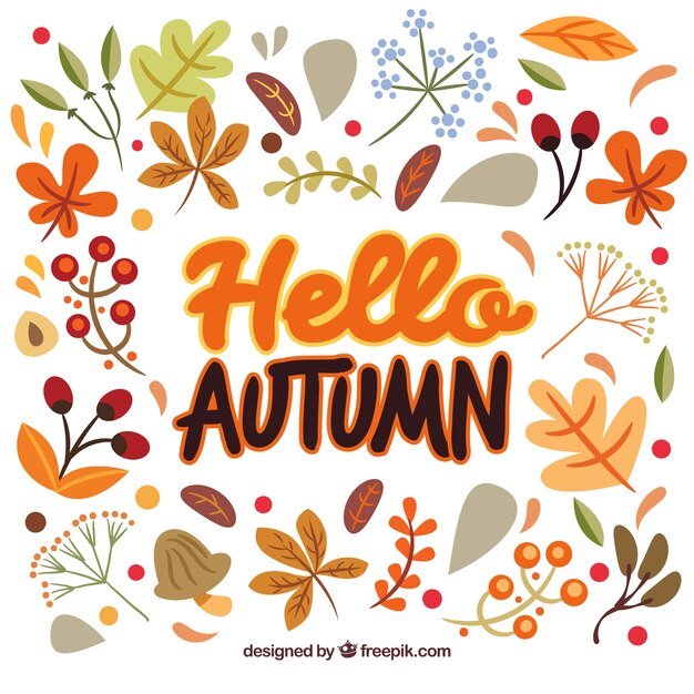 Hello autumn lettering background