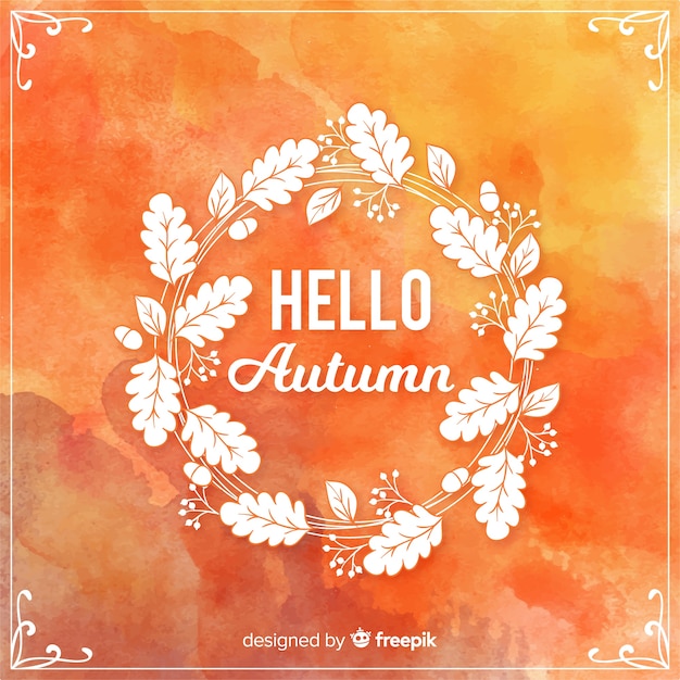 Hello autumn lettering background