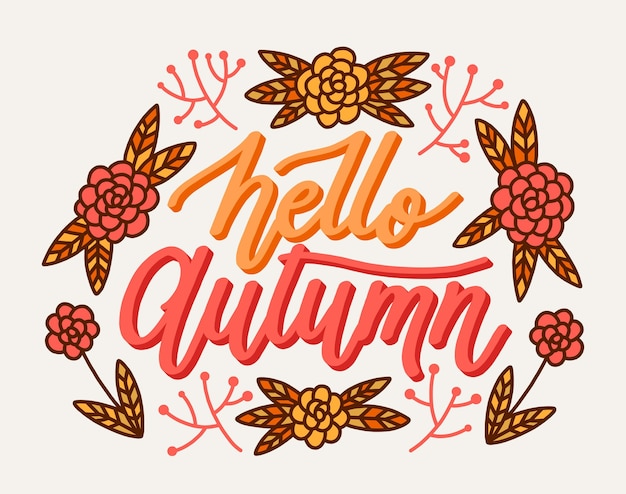 Free Vector hello autumn lettering concept