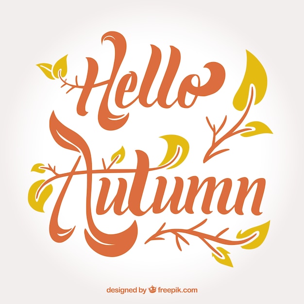 Free Vector hello autumn, letters with leaves