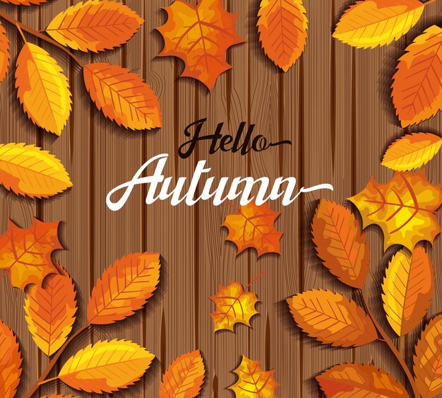 hello autumn in wood greeting card