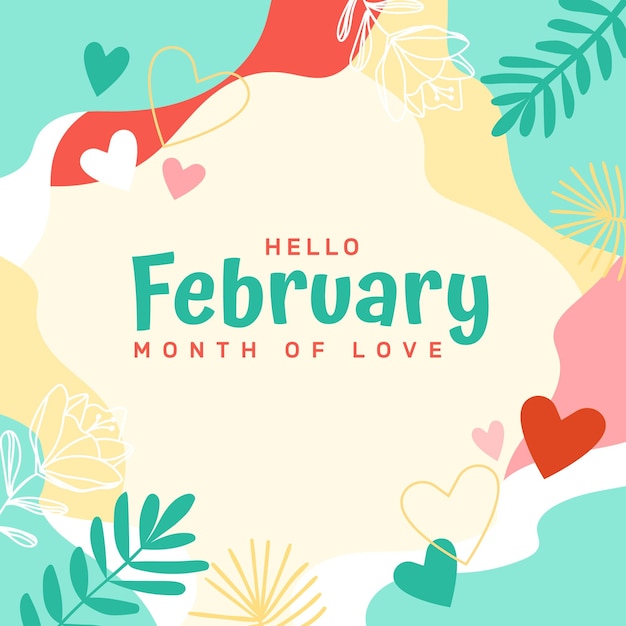 Hello February social media background