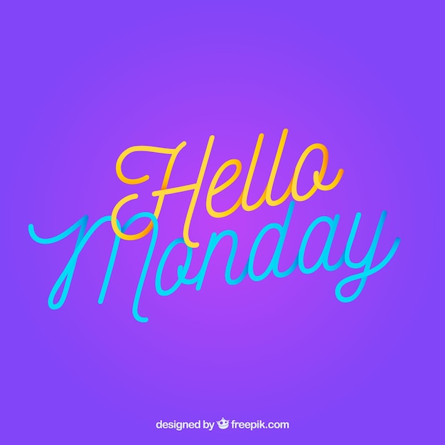 hello monday, purple background