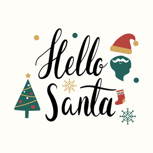 Hello Santa Christmas greeting badge vector