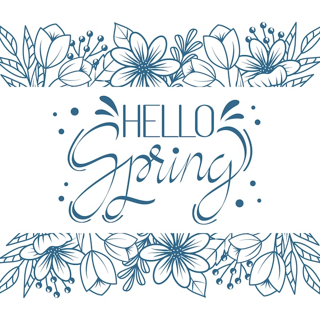 Hello spring artistic lettering theme