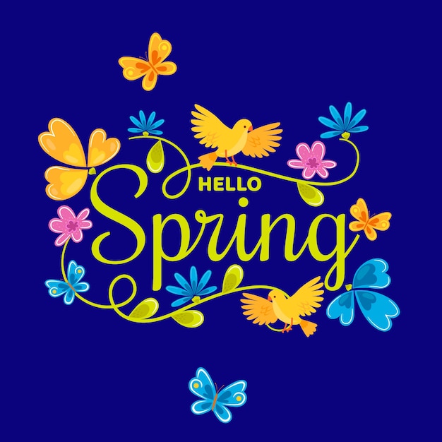 Hello spring design of lettering