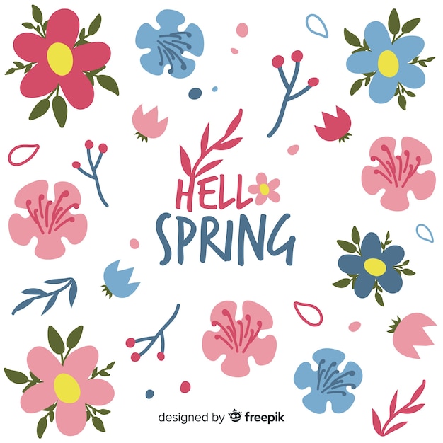 Hello spring floral background