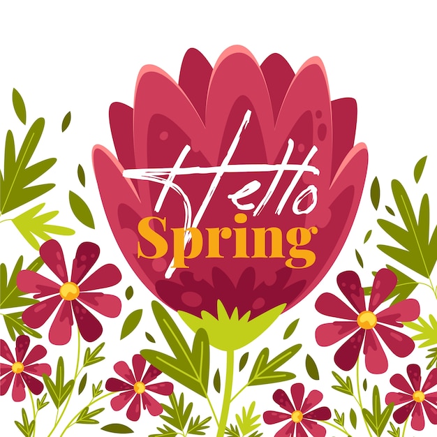 Free Vector hello spring floral wallpaper