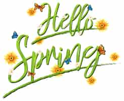 Free vector hello spring font lettering