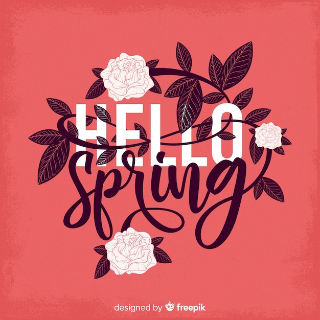 Hello spring lettering background