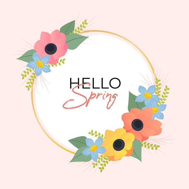 Hello spring lettering concept