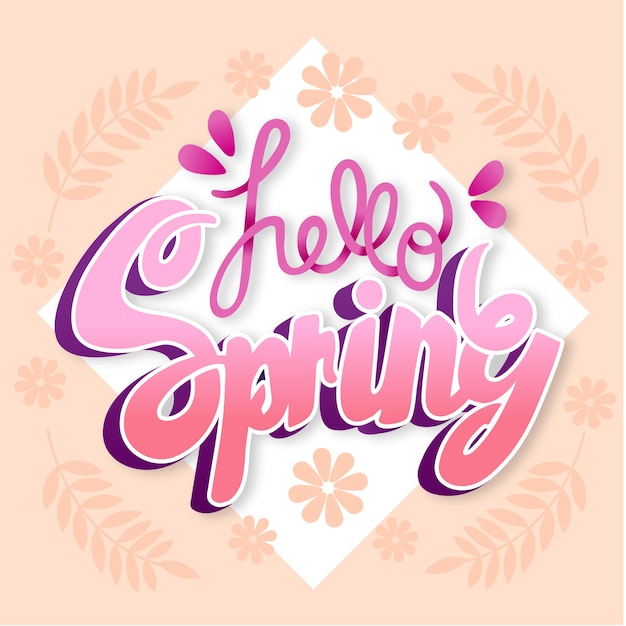 Hello spring lettering concept