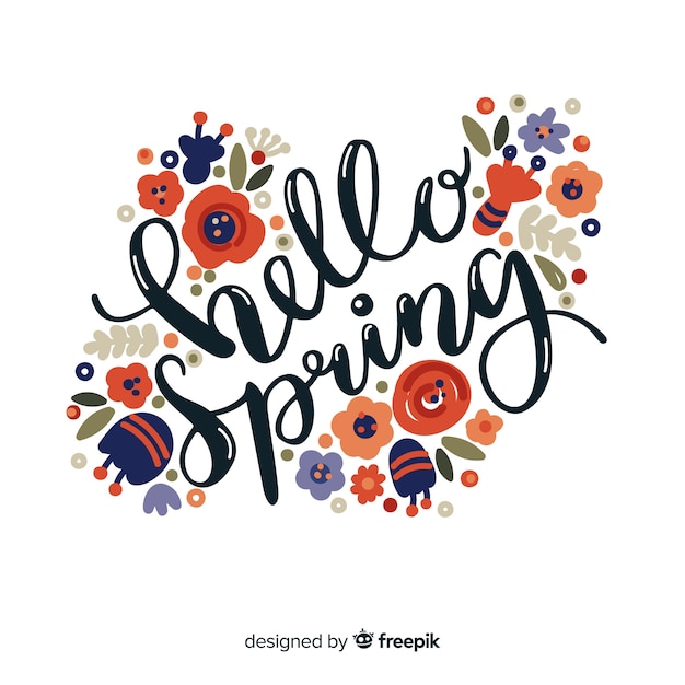 Free vector hello spring lettering