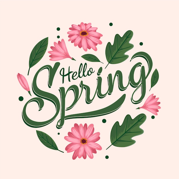 Hello spring lettering