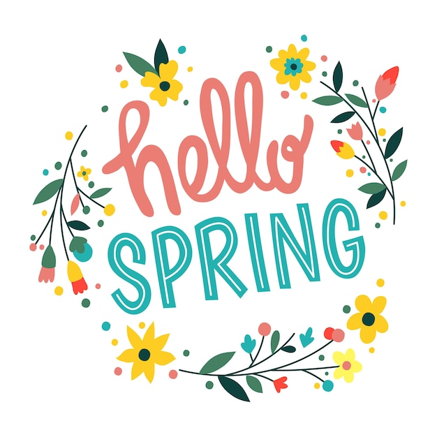 Hello spring lettering