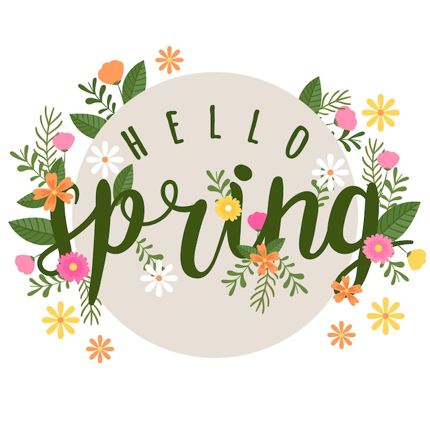 Hello spring lettering