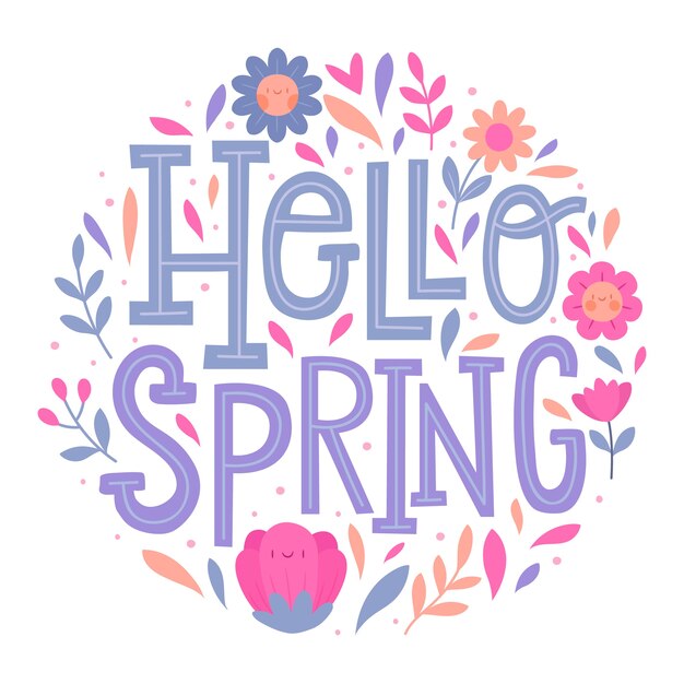 Hello spring lettering