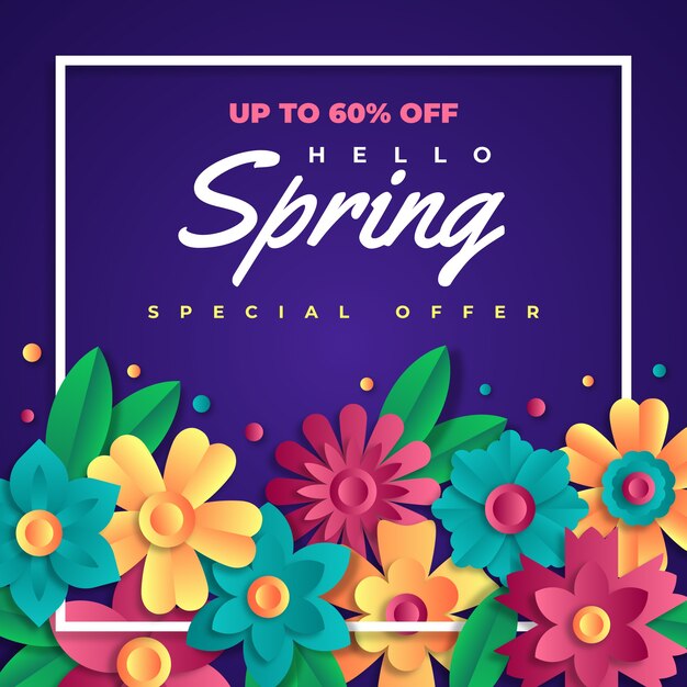 Hello spring sale in paper style