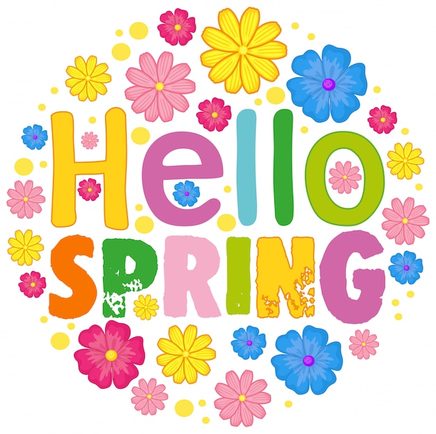 Free vector hello spring text template