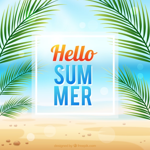 Free Vector hello summer background palm tree design