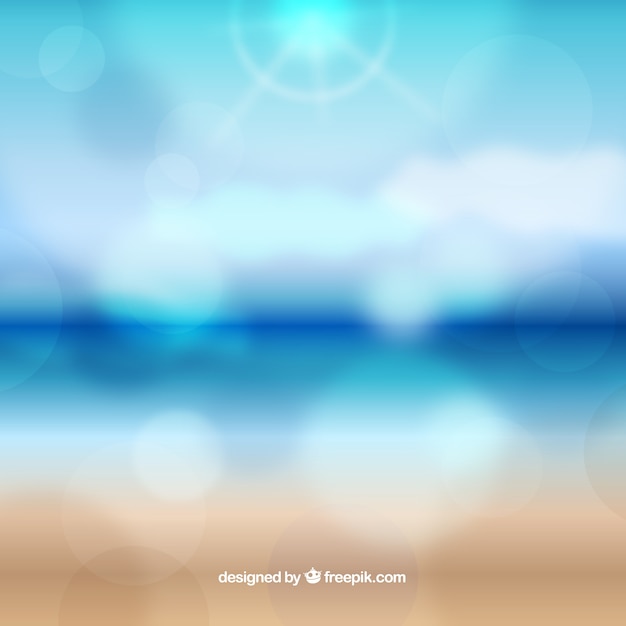 Free Vector hello summer background with blurred beach