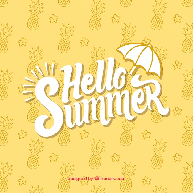 Free Vector hello summer background with pineapples pattern